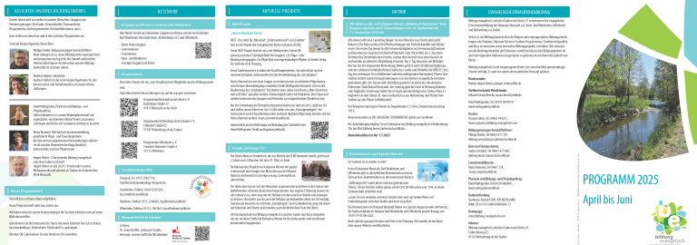 Überblick Infoteil Programmheft April bis Juni 2025