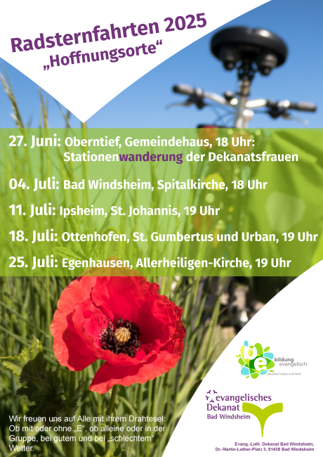 Plakat mit Fahrrad und Mohnblüte